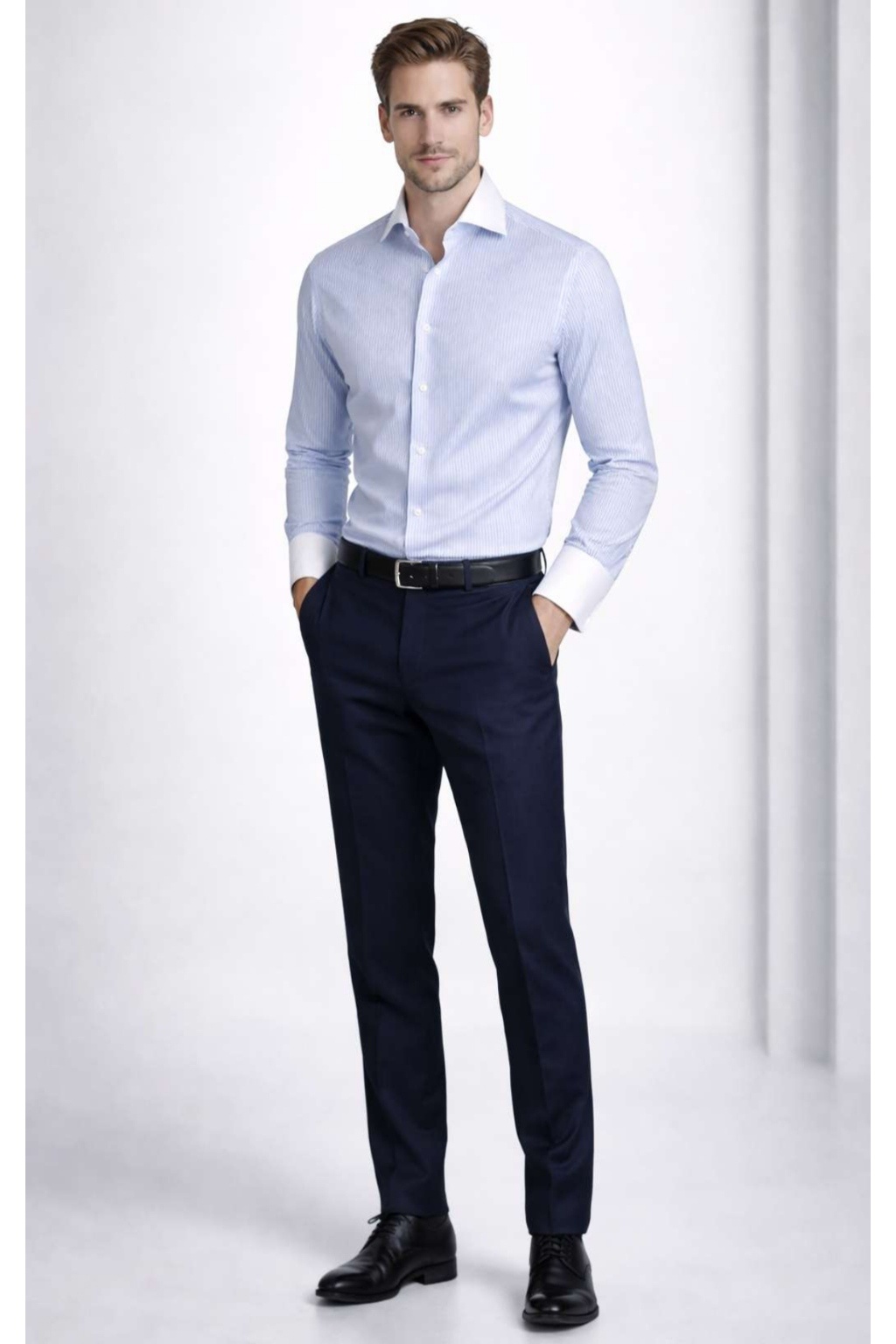 ONEFIT FORMAL SHIRT BLUE WHITE PINSTRIPE